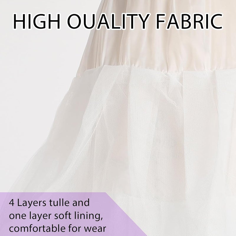 Mannice A-Line Hoopless Petticoat Skirt Crinoline Underskirt Half Slips Floor Length Petticoats for Women - Image 4